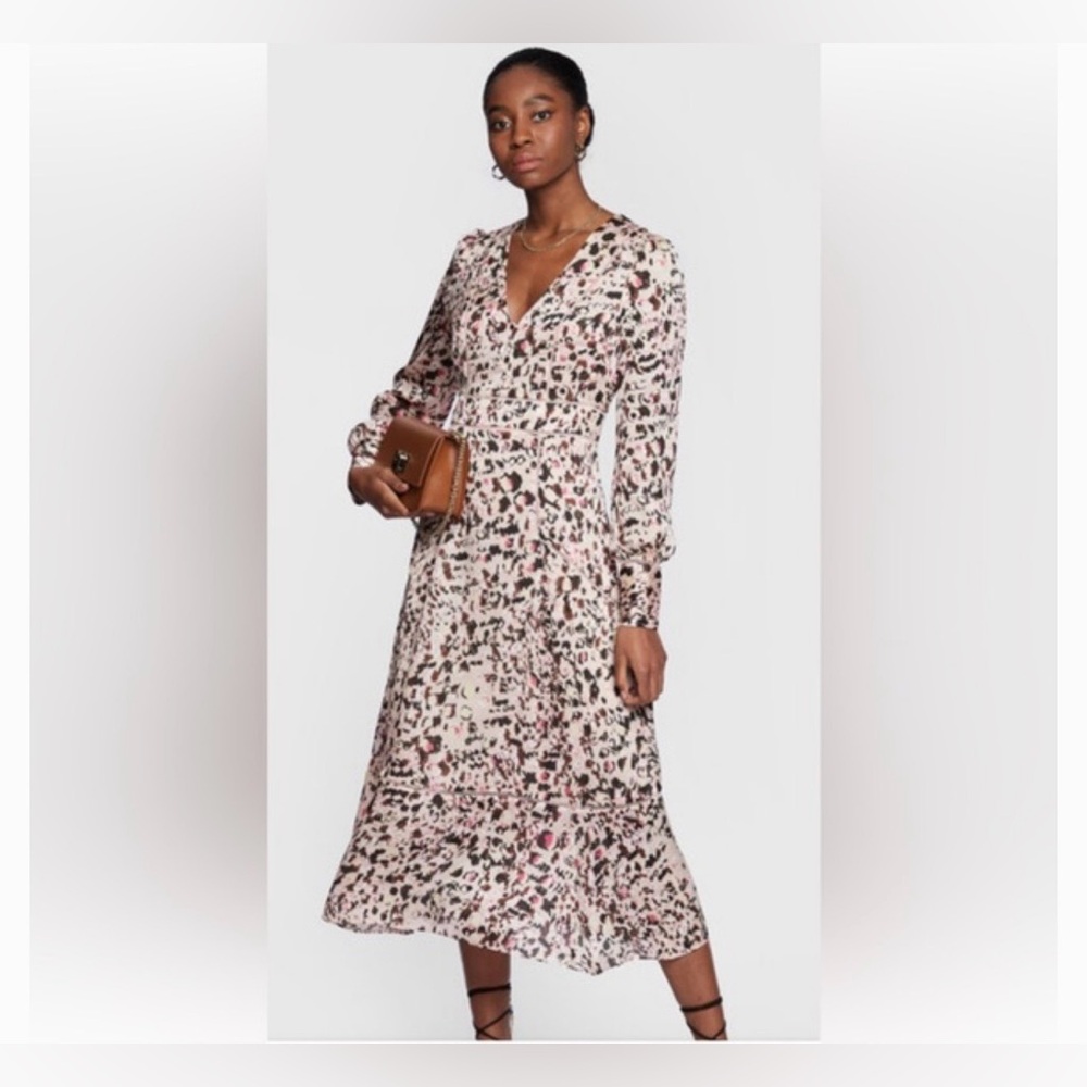 Ted Baker London Floral V-Neck Long Sleeve Dress